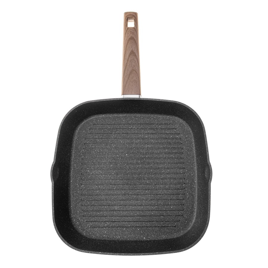 Patelnia grillowa ODELO CHAMPION 28 cm Greblon C3 indukcja — profil naczynia i uchwyt — zdjęcie 4