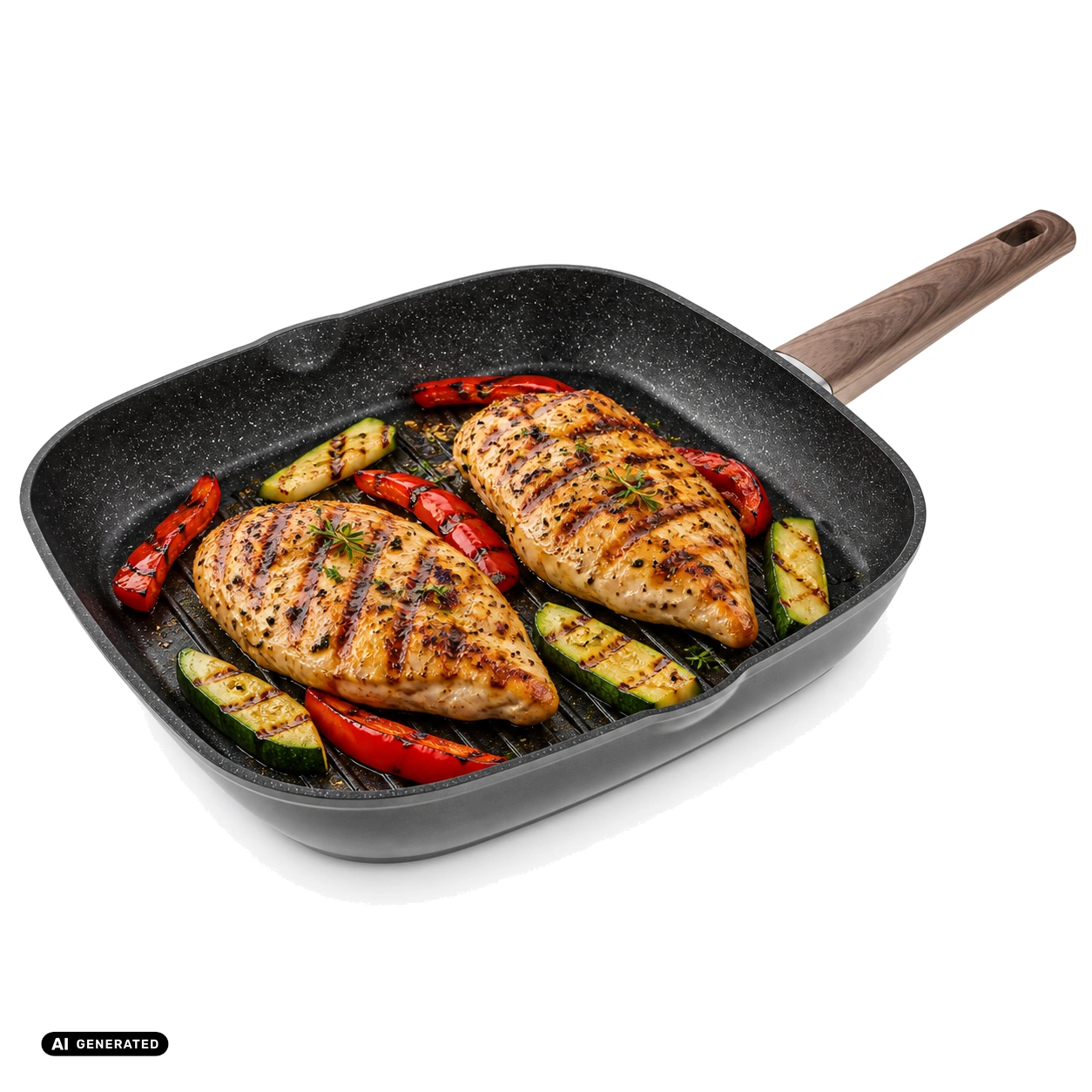 Patelnia grillowa ODELO CHAMPION 28 cm Greblon C3 indukcja — przykładowe zastosowanie, aranżacja AI — zdjęcie 1, aranżacja AI