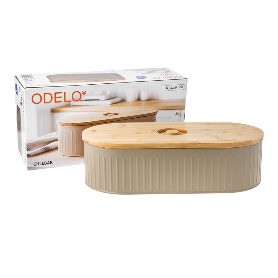 Chlebak stalowy ODELO ERNESTO bambusowa pokrywa 44 cm — oryginalne zdjęcie produktu 1