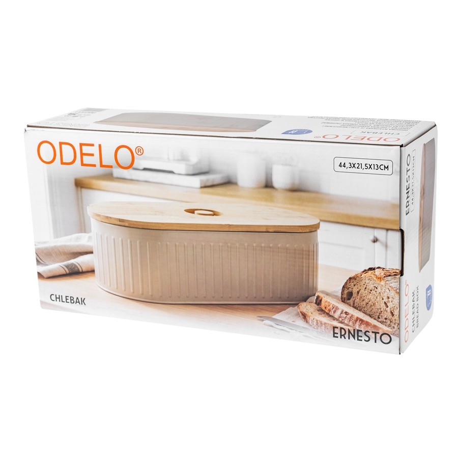 Chlebak stalowy ODELO ERNESTO bambusowa pokrywa 44 cm — oryginalne zdjęcie produktu 6