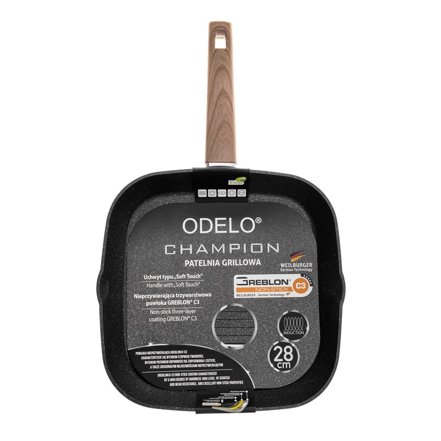 Patelnia grillowa ODELO CHAMPION 28 cm Greblon C3 indukcja — oryginalne zdjęcie produktu 2