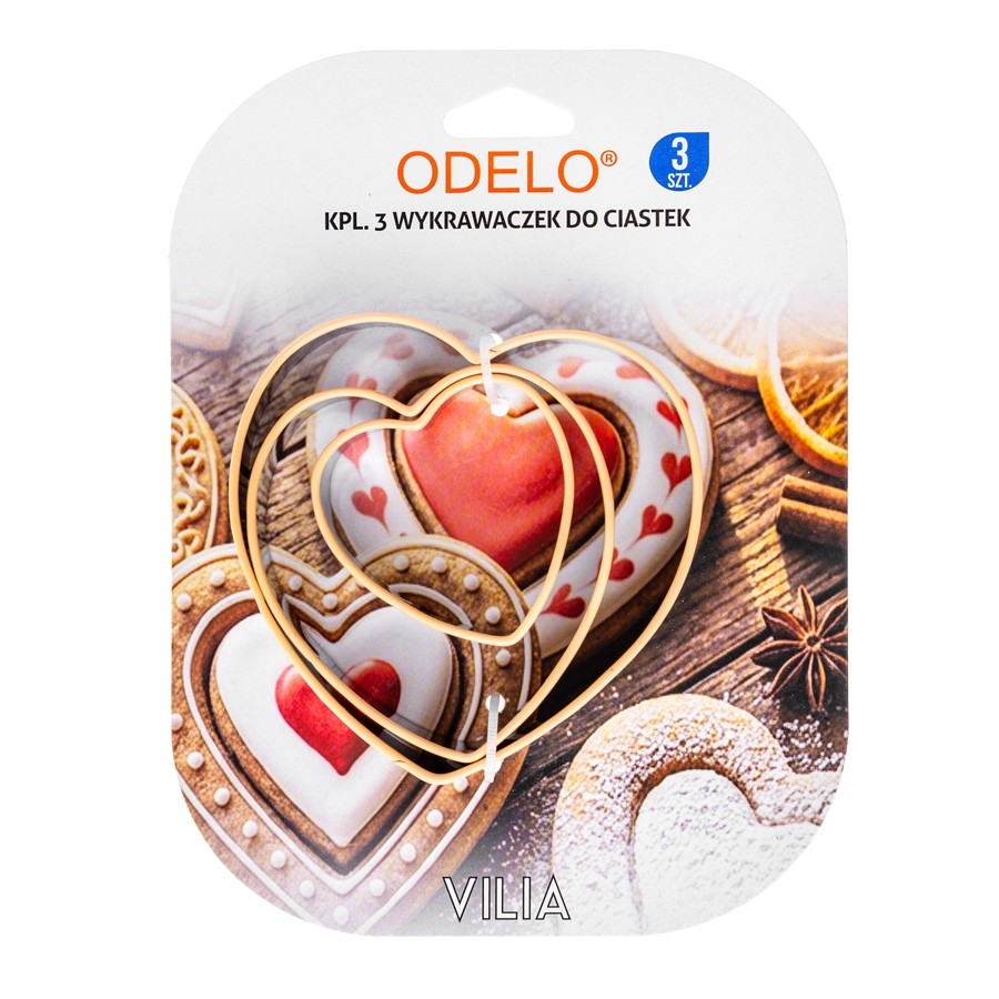 Wykrawacze do ciastek ODELO VILIA serca 3 szt. w oryginalnym opakowaniu — zdjęcie 1