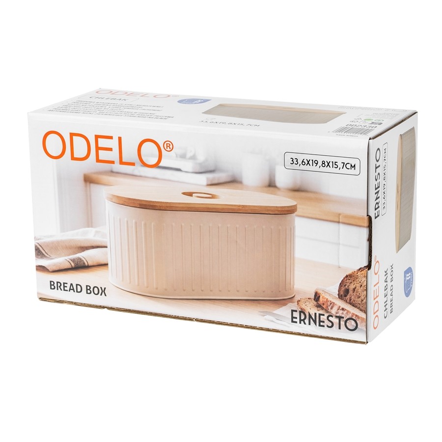 Chlebak stalowy ODELO ERNESTO bambusowa pokrywa 34 cm — oryginalne zdjęcie produktu 7