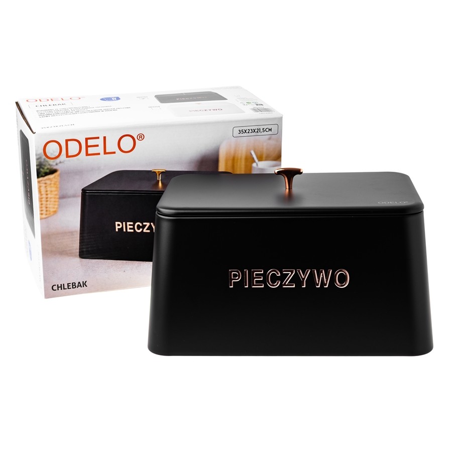 Chlebak stalowy ODELO MIGUEL czarny 35 cm napis PIECZYWO — oryginalne zdjęcie produktu 1